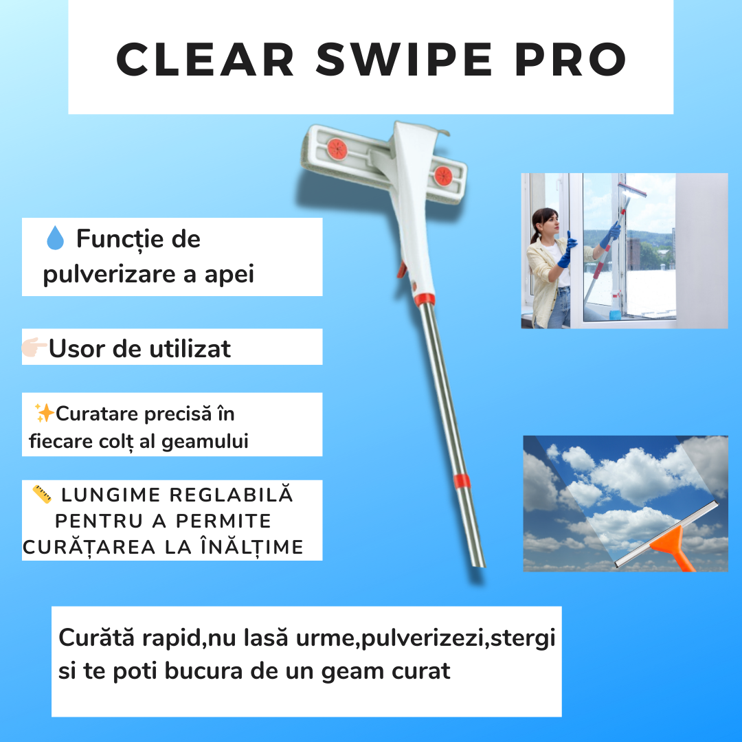Clear Swipe Pro™ - Stergator de geamuri cu pulverizator 3 in 1